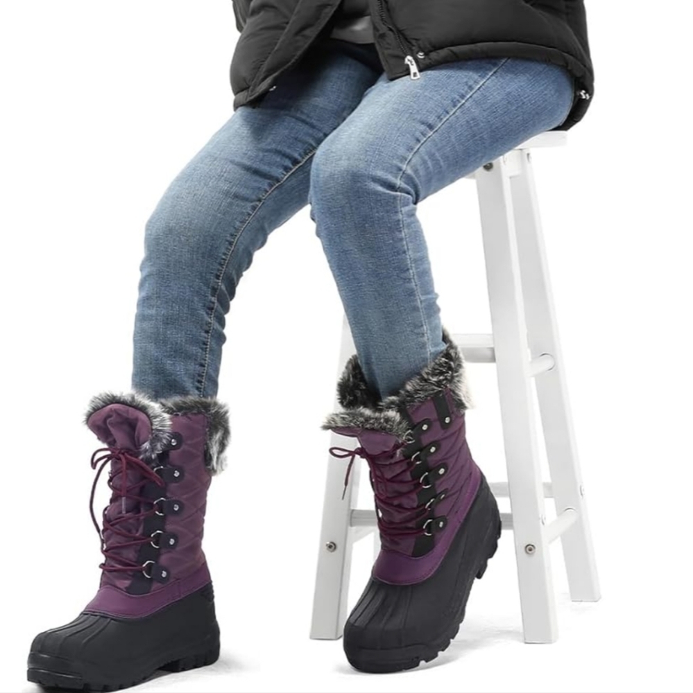 Women's Snow Boots Warm Insulated Faux Fur Lined Waterproof Mid-Calf Winter Boot - Picture 1 of 14